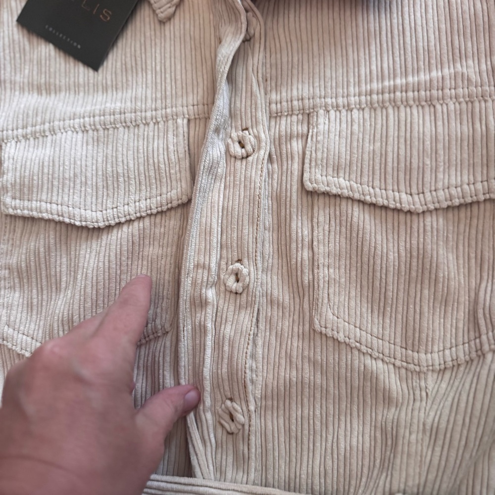 Le Lis Cream Belted Corduroy Jumpsuit, New With Tags, Size Large, Fall Outfit - Picture 5 of 11